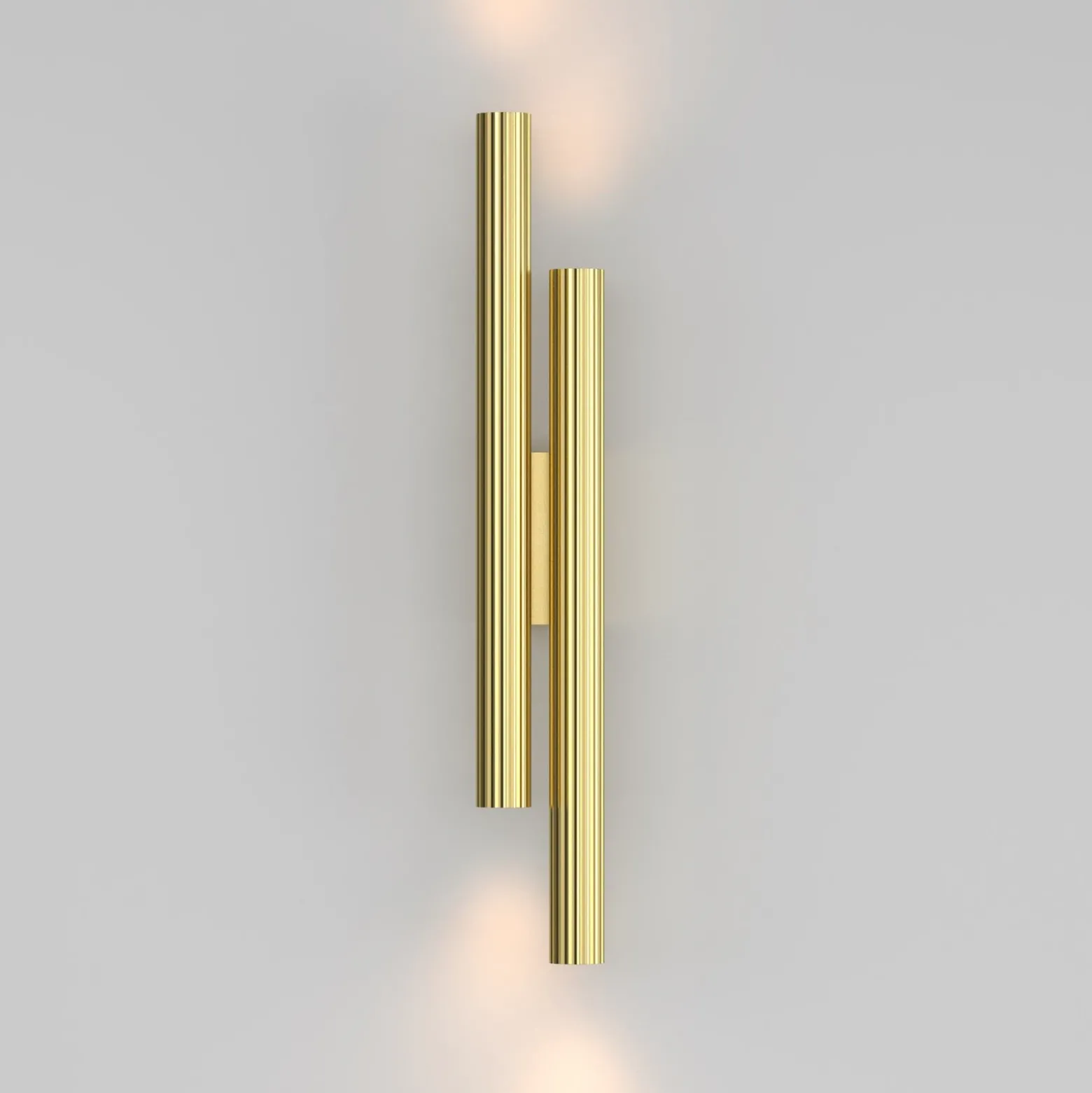Aplique de pared LED Calipso, latón, altura 49 cm, metal, 4 luces.