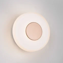 Aplique de pared LED Celeste, marrón/blanco, Ø 22 cm cristal atenuable