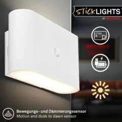 Aplique de pared LED Chat, blanco, 16 cm, plástico, sensor