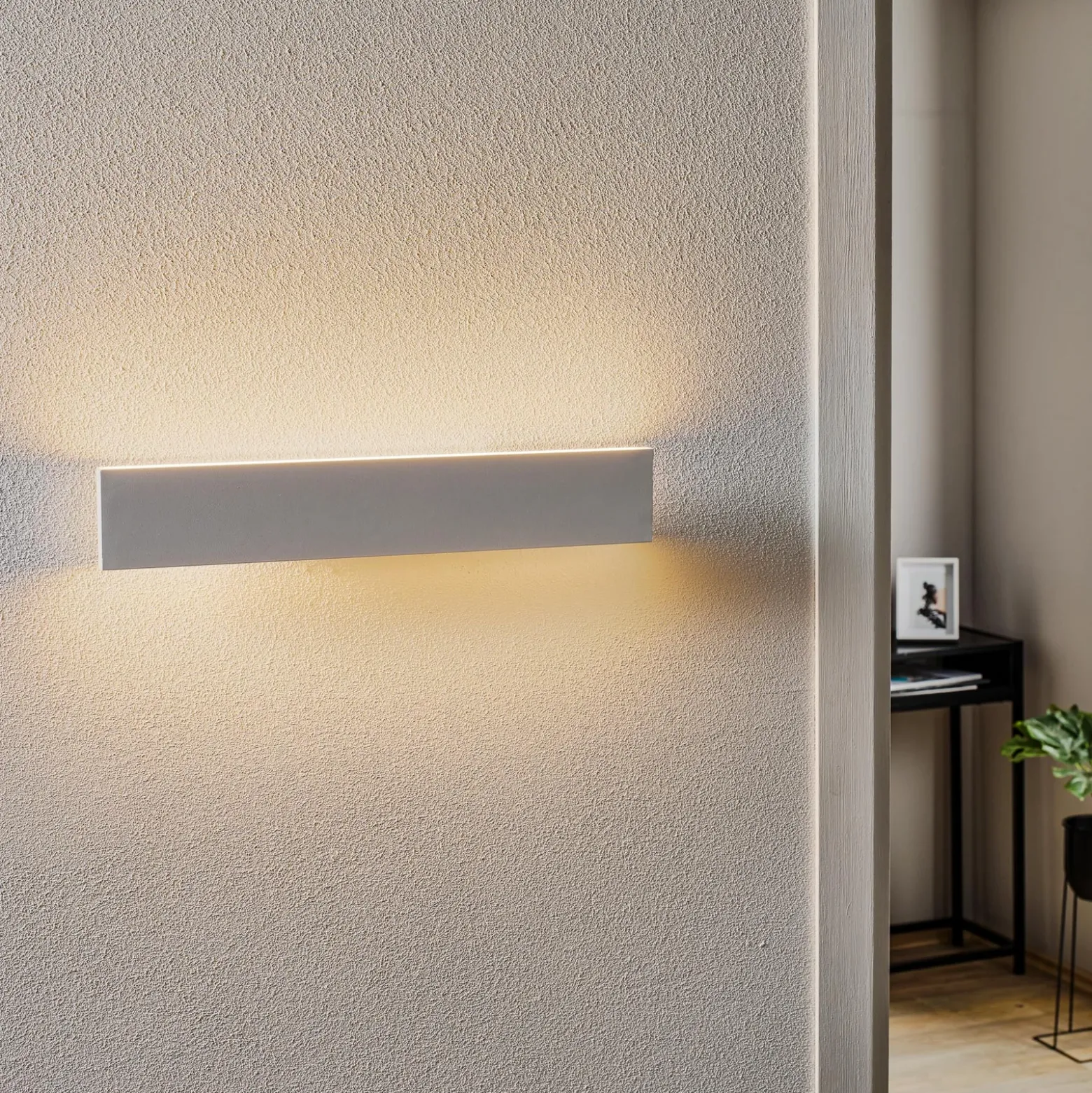 Aplique de pared LED Concha 47 cm, blanco