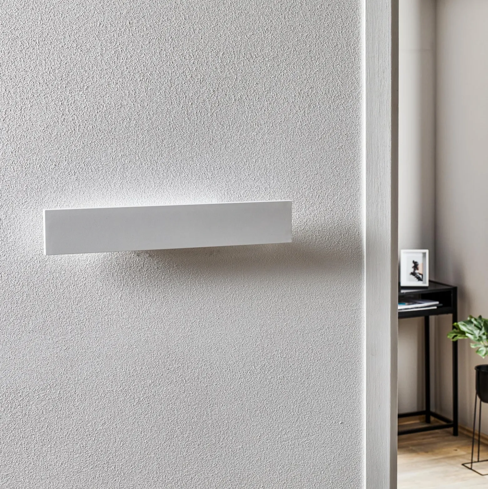 Aplique de pared LED Concha 47 cm, blanco