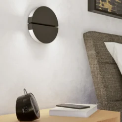Aplique de pared LED EGLO PIANOSA, negro, Ø 18 cm, IP44, CCT