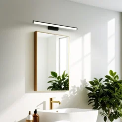 Aplique de pared LED EGLO VADUMI, 60 cm de ancho, negro, IP44