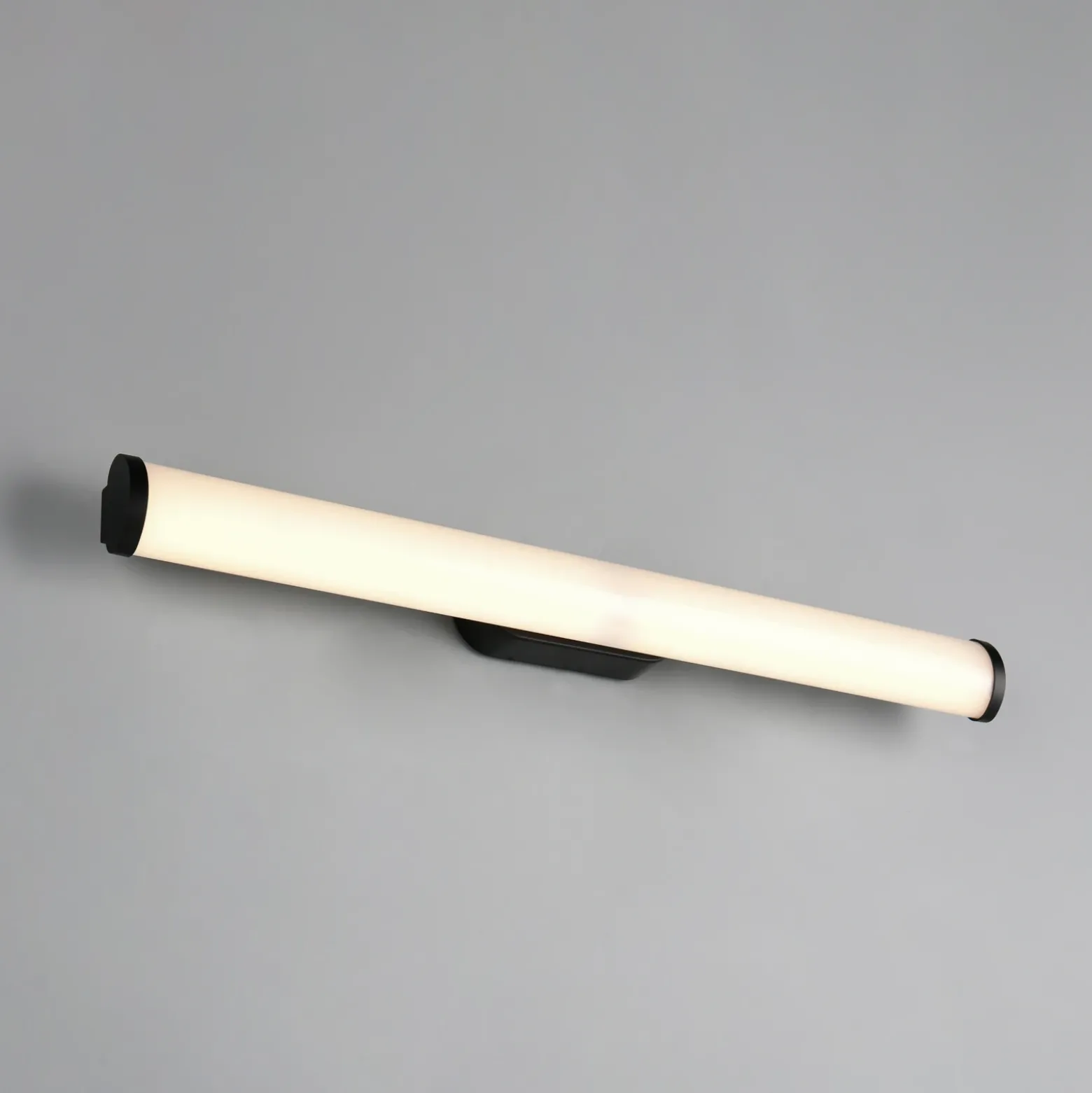 Aplique de pared LED Ernesto, negro, 60 cm de ancho, 3.000 K, IP44