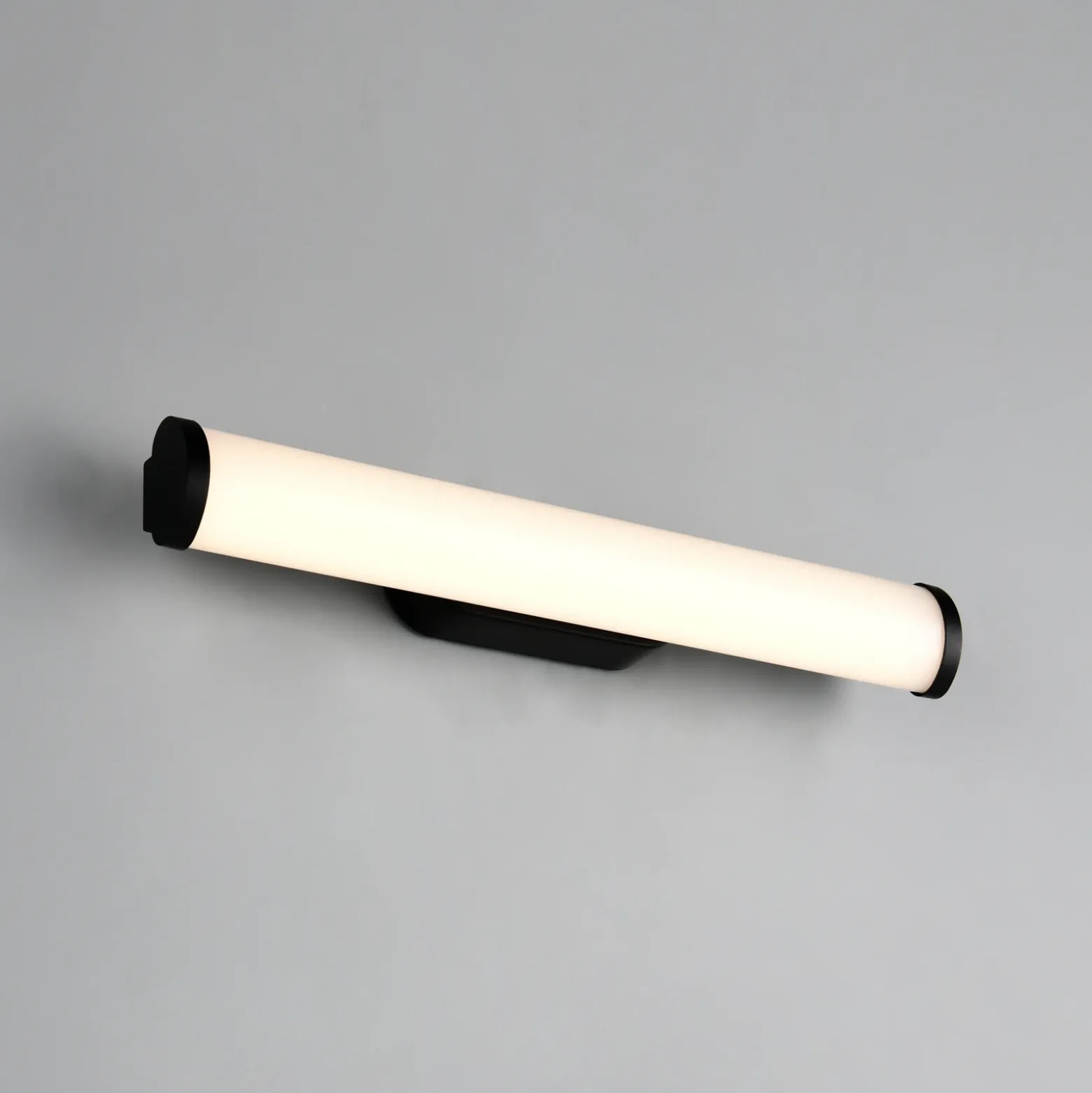 Aplique de pared LED Ernesto, negro, 40 cm de ancho, 3.000 K, IP44