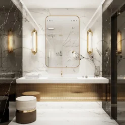 Aplique de pared LED ESPADA dorado cepillado Ancho 70 cm Metal IP44
