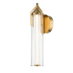 Aplique de pared LED ESPADA, dorado cepillado, Ø 16 cm, metal IP44