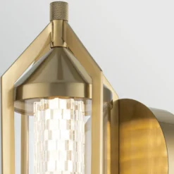 Aplique de pared LED ESPADA, dorado cepillado, Ø 16 cm, metal IP44