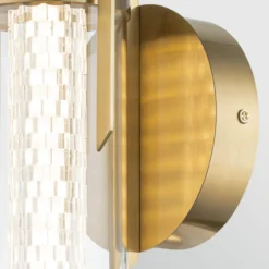 Aplique de pared LED ESPADA, dorado cepillado, Ø 16 cm, metal IP44