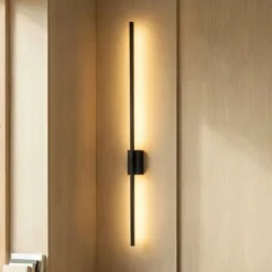 Aplique de pared LED Flash, negro, altura 108 cm metal 1 luz