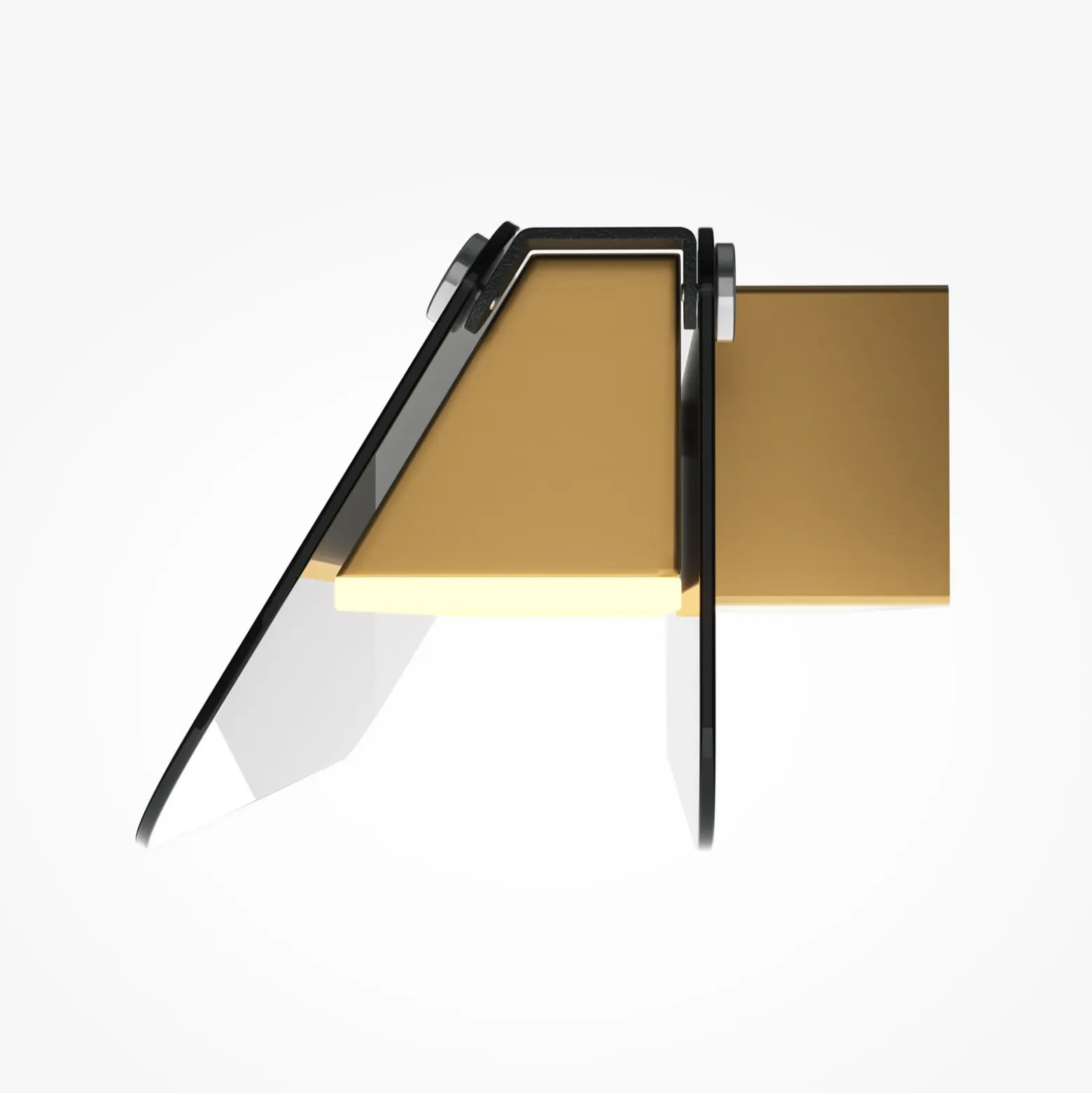 Aplique de pared LED FLAT, gris/latón, ancho 30 cm, vidrio/metal