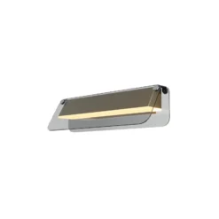 Aplique de pared LED FLAT, gris/latón, ancho 30 cm, vidrio/metal