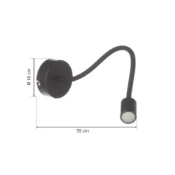 Aplique de pared LED flexible Focus, negro