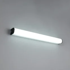 Aplique de pared LED Giacomo, 60 cm de ancho, negro, metal, IP44