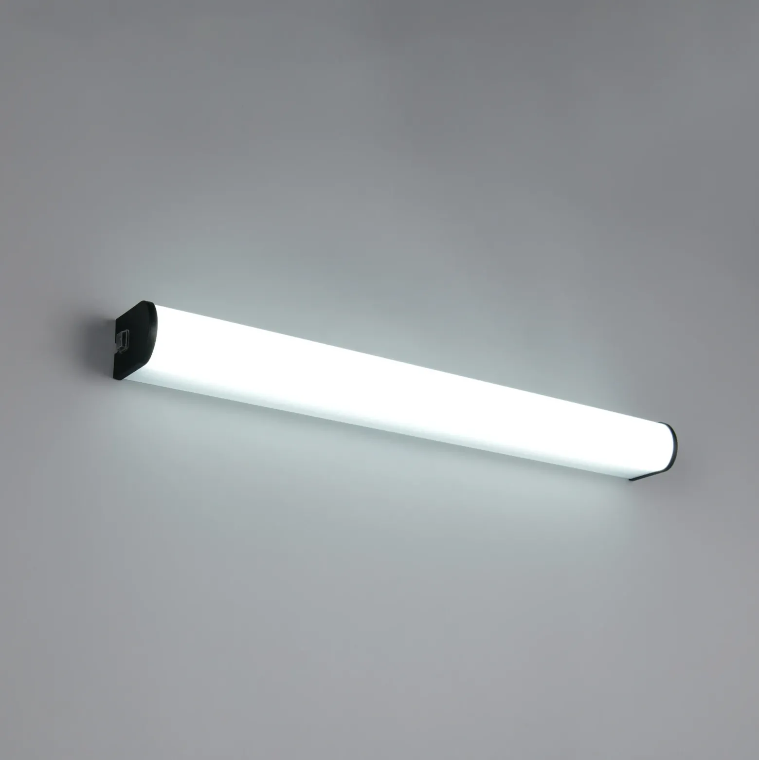 Aplique de pared LED Giacomo, 60 cm de ancho, negro, metal, IP44