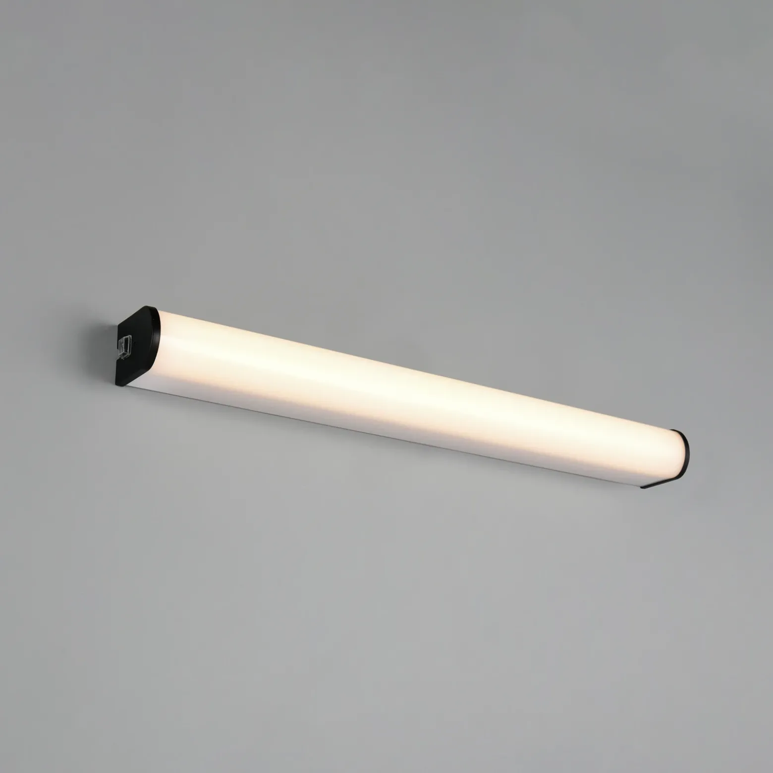 Aplique de pared LED Giacomo, 60 cm de ancho, negro, metal, IP44