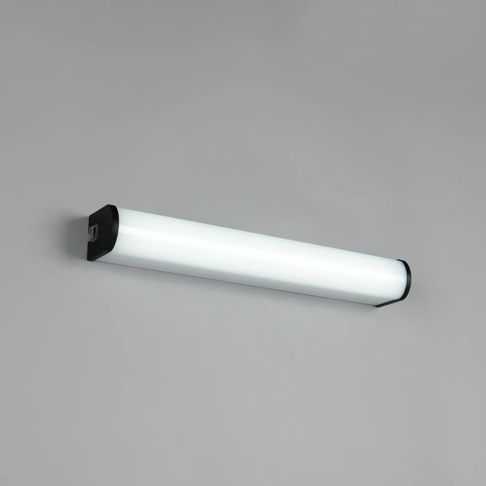 Aplique de pared LED Giacomo, 41 cm de ancho, negro, metal, IP44