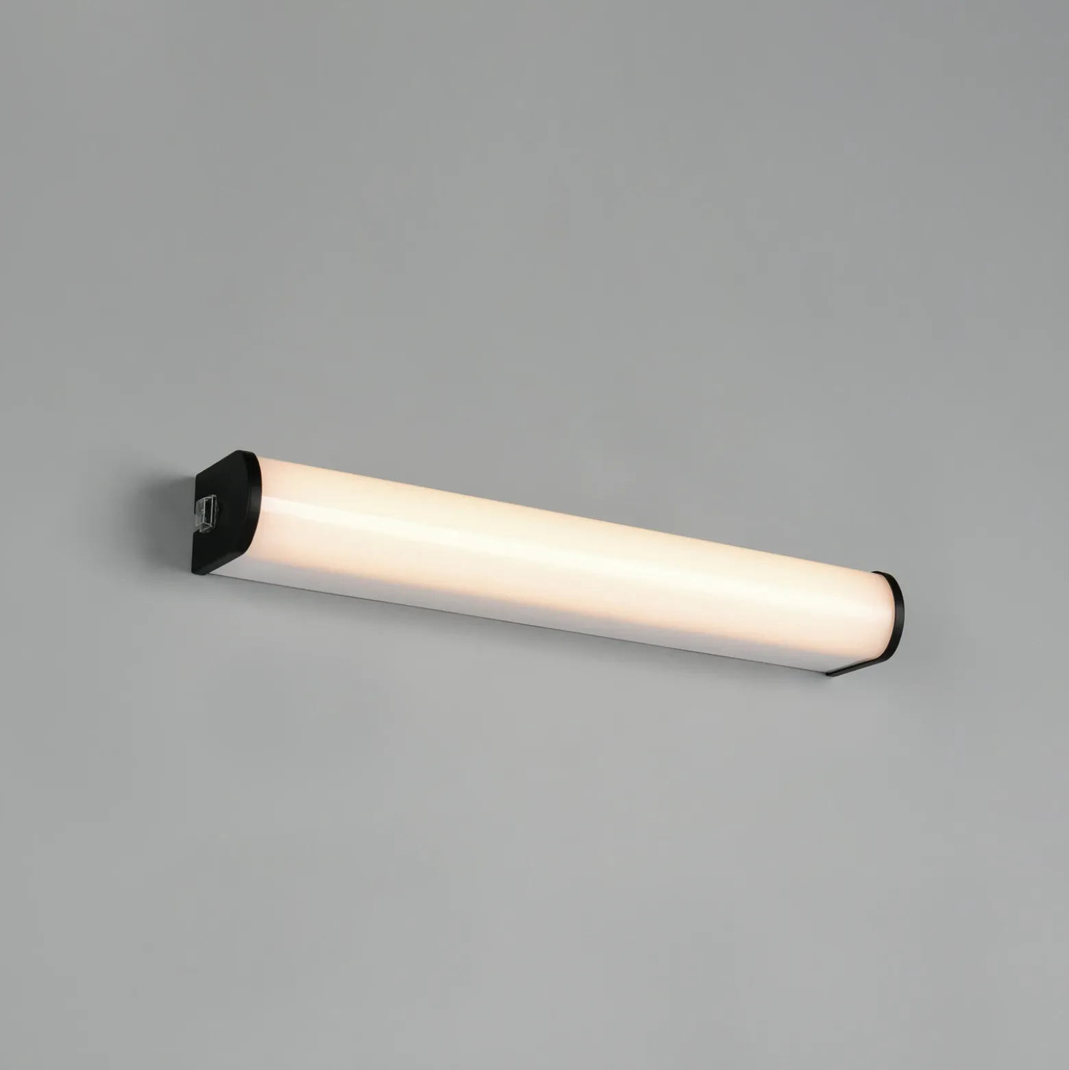 Aplique de pared LED Giacomo, 41 cm de ancho, negro, metal, IP44
