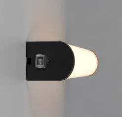 Aplique de pared LED Giacomo, 41 cm de ancho, negro, metal, IP44