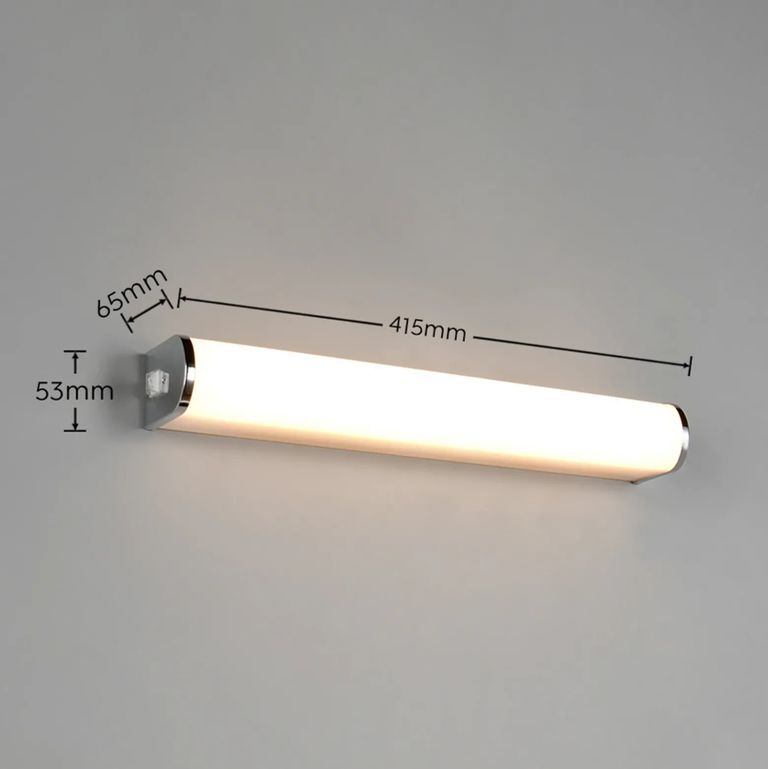 Aplique de pared LED Giacomo, 41 cm de ancho, cromado, metal, IP44