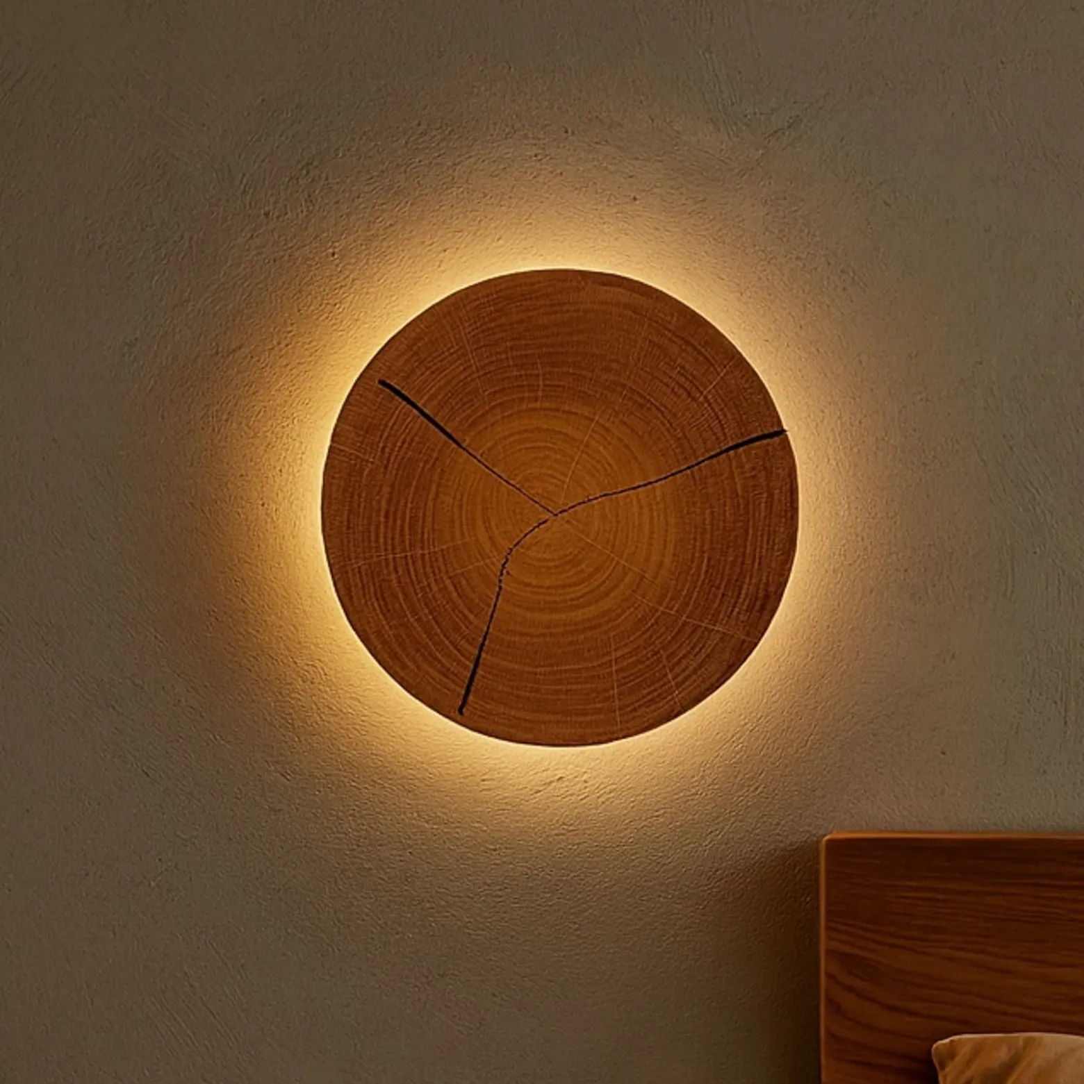 Aplique de pared LED Havana S, madera de frente/metal, Ø 19 cm
