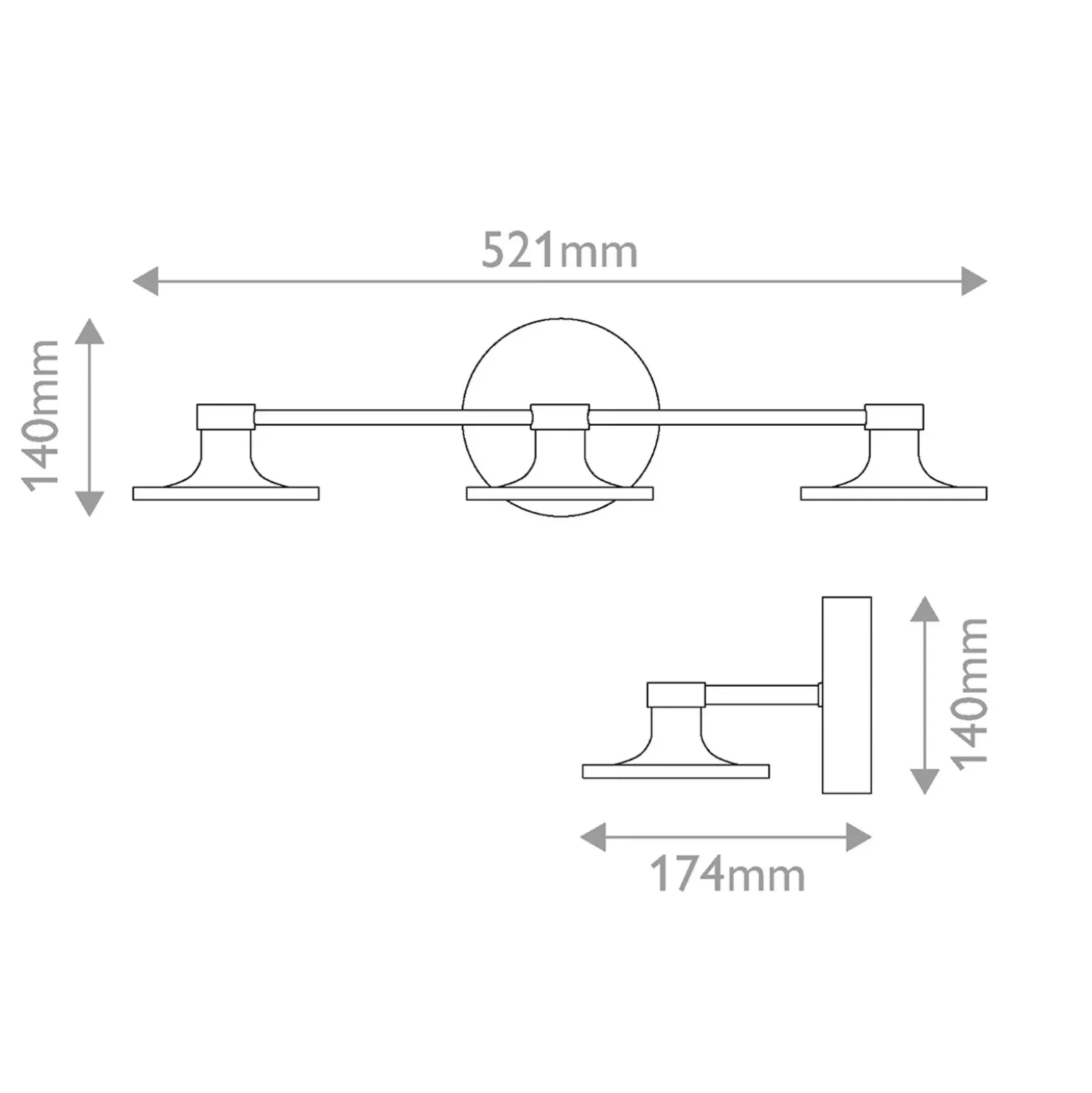 Aplique de pared LED Issa, color dorado, 52 cm, 3 luces, metal, IP44