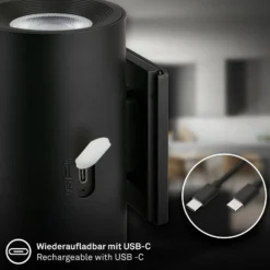 Aplique de pared LED Isy, negro mate, plástico, 3000 K