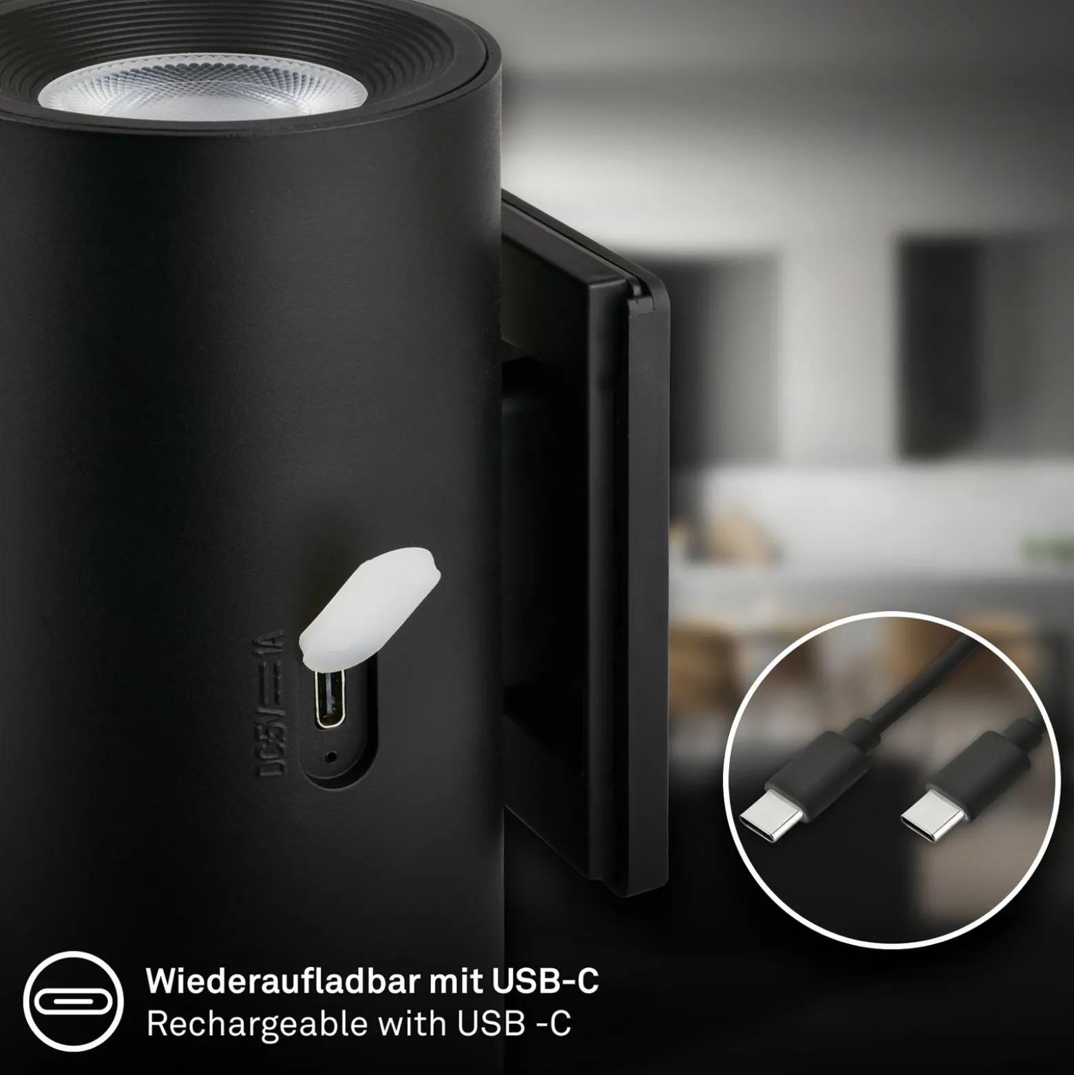 Aplique de pared LED Isy, negro mate, plástico, 3000 K