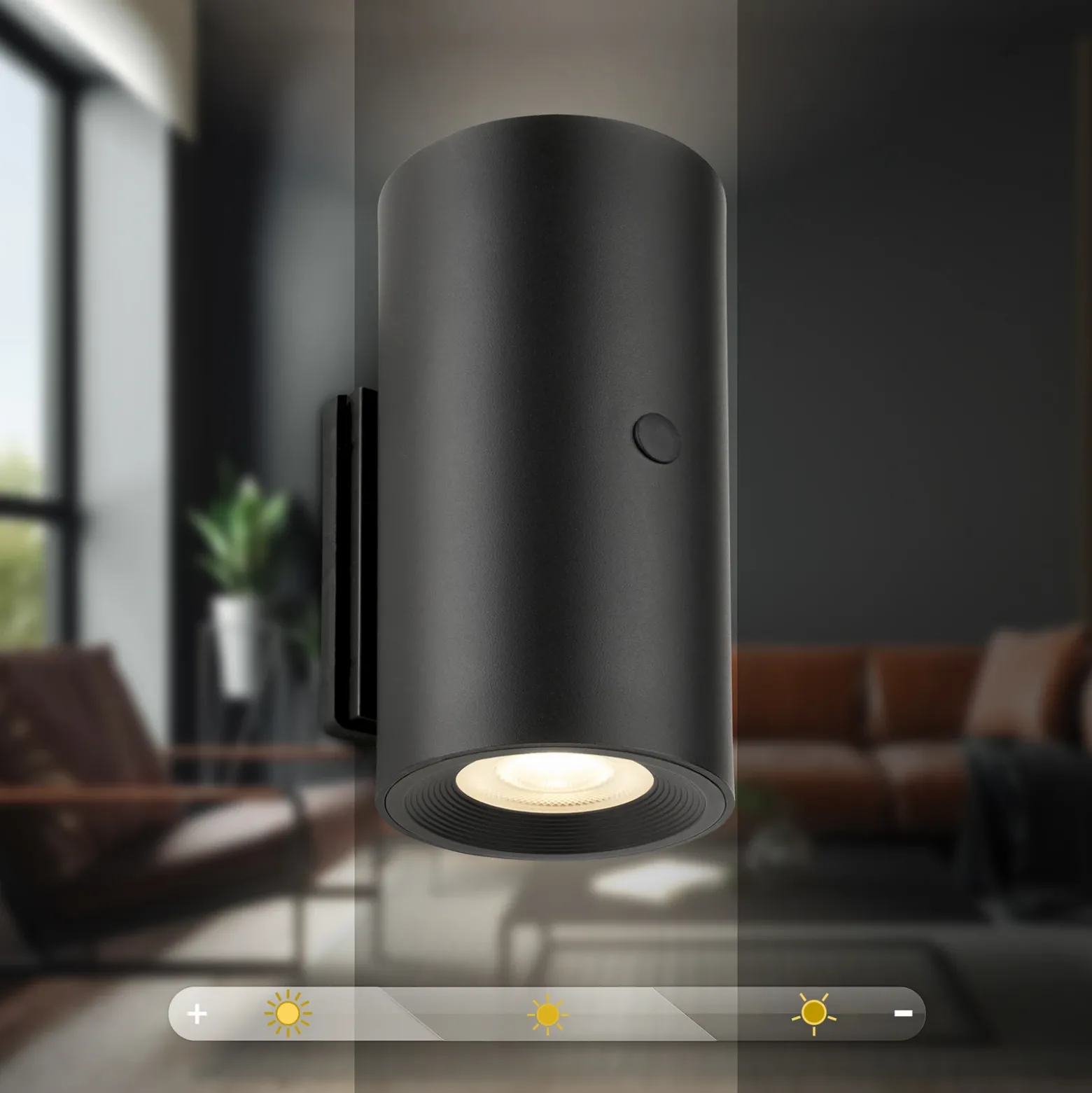 Aplique de pared LED Isy, negro mate, plástico, 3000 K