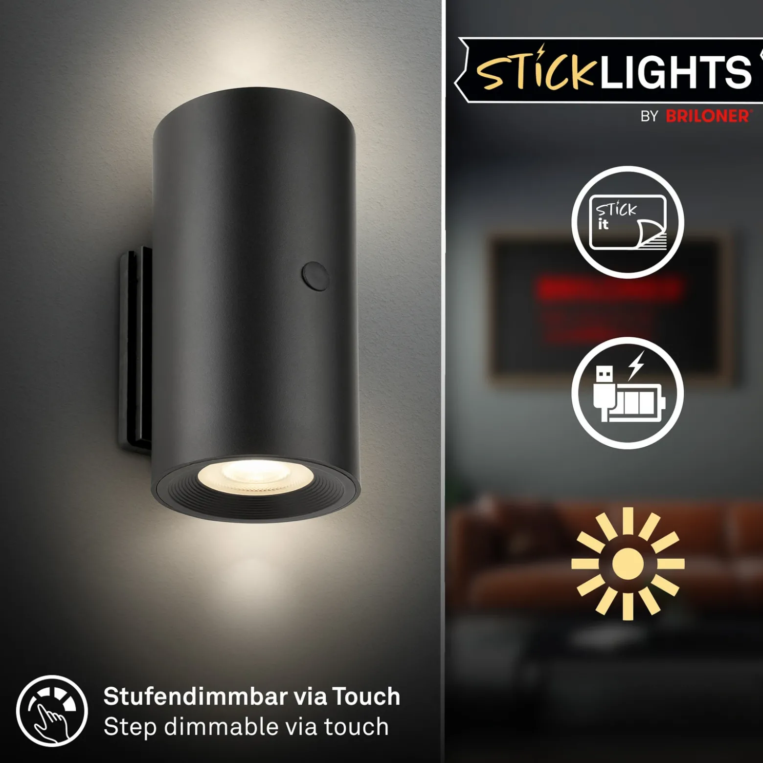 Aplique de pared LED Isy, negro mate, plástico, 3000 K