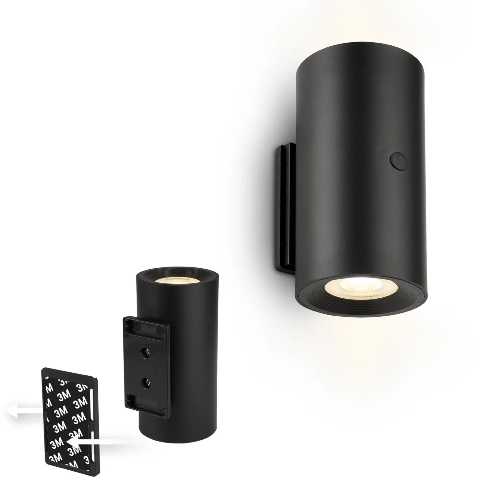 Aplique de pared LED Isy, negro mate, plástico, 3000 K