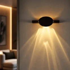 Aplique de pared LED Jasper, altura 28 cm, negro mate, metal