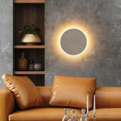 Aplique de pared LED Jillian, blanco mate, Ø 30 cm, piedra