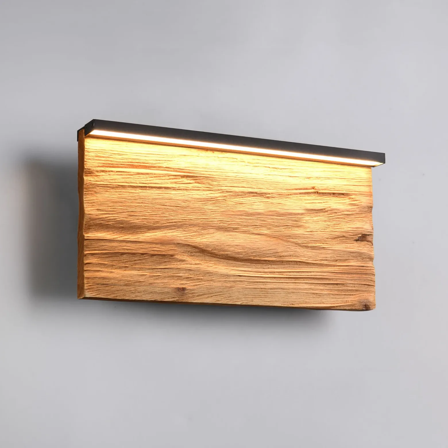 Aplique de pared LED Kalea, ancho 30 cm, color madera, madera