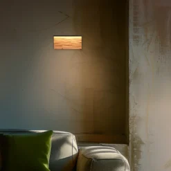 Aplique de pared LED Kalea, ancho 30 cm, color madera, madera