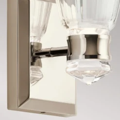 Aplique de pared LED Kayva, IP44, 1 luz, níquel pulido