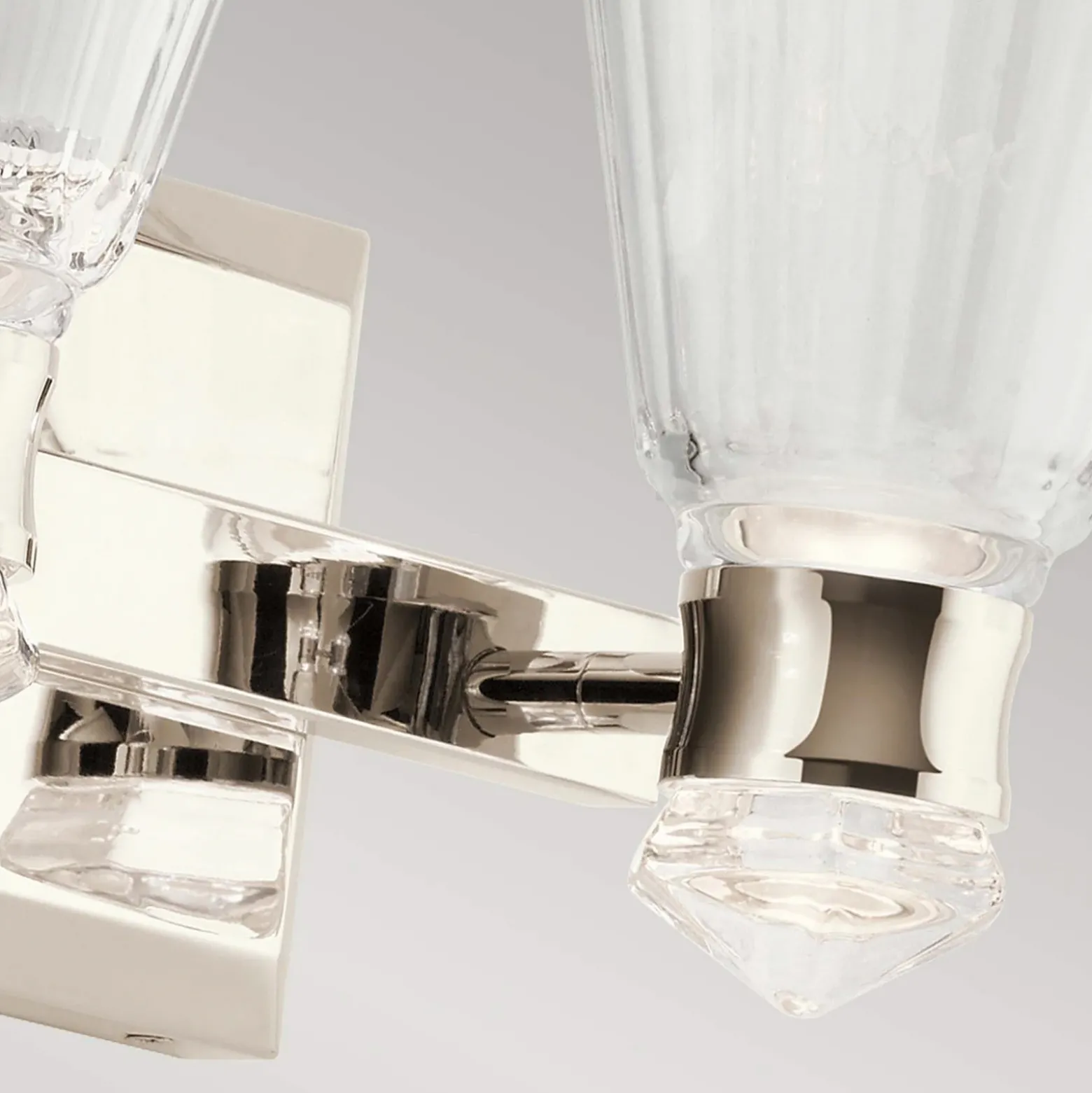 Aplique de pared LED Kayva, IP44, 2 luces, níquel pulido