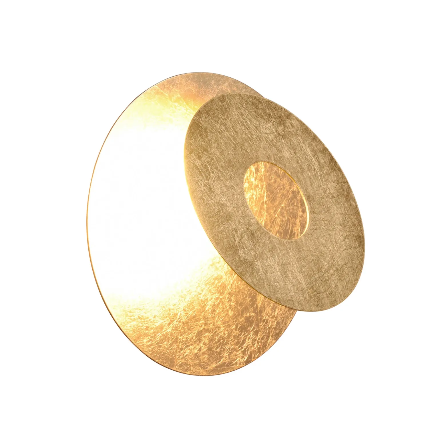 Aplique de pared LED Leano, lente redonda, dorado, indirecto