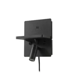 Aplique de pared LED Lindby Auden, negro, enchufe, estación de carga