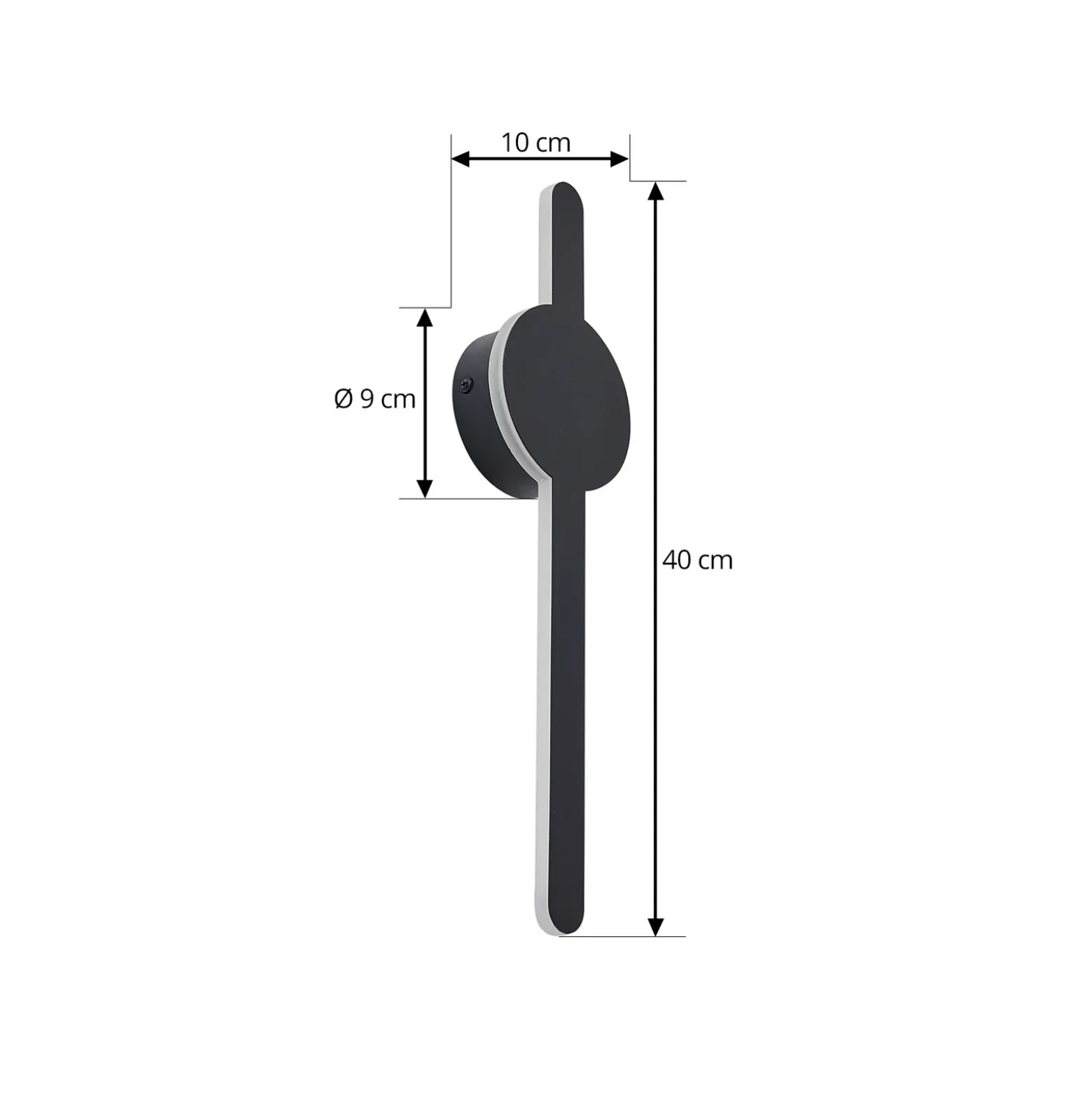 Aplique de pared LED Lindby Borian, negro, aluminio, 40 cm