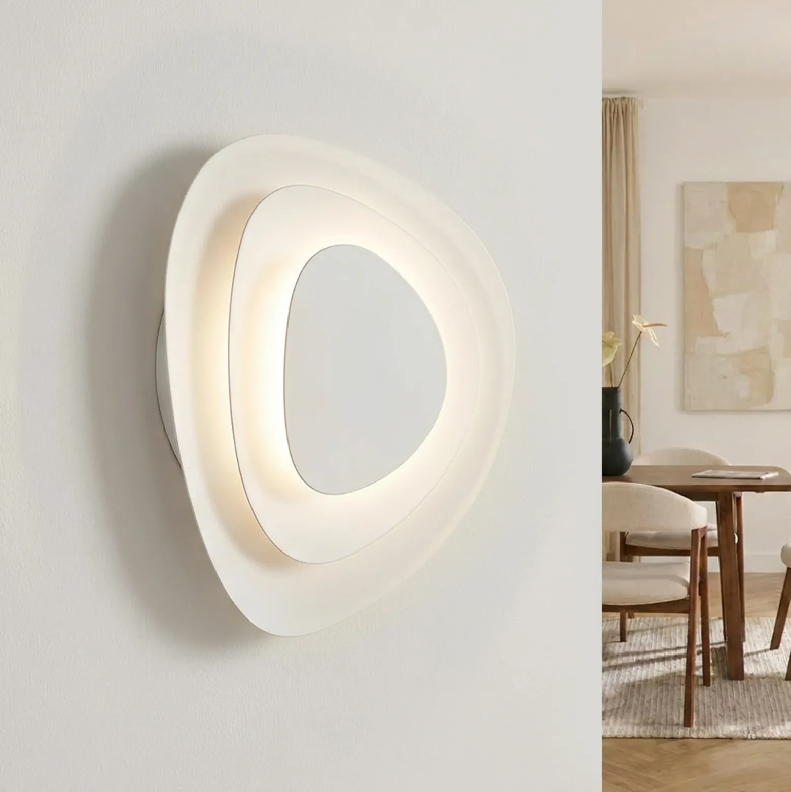 Aplique de pared LED Lindby Delar, blanca, 25 x 25 cm, atenuable