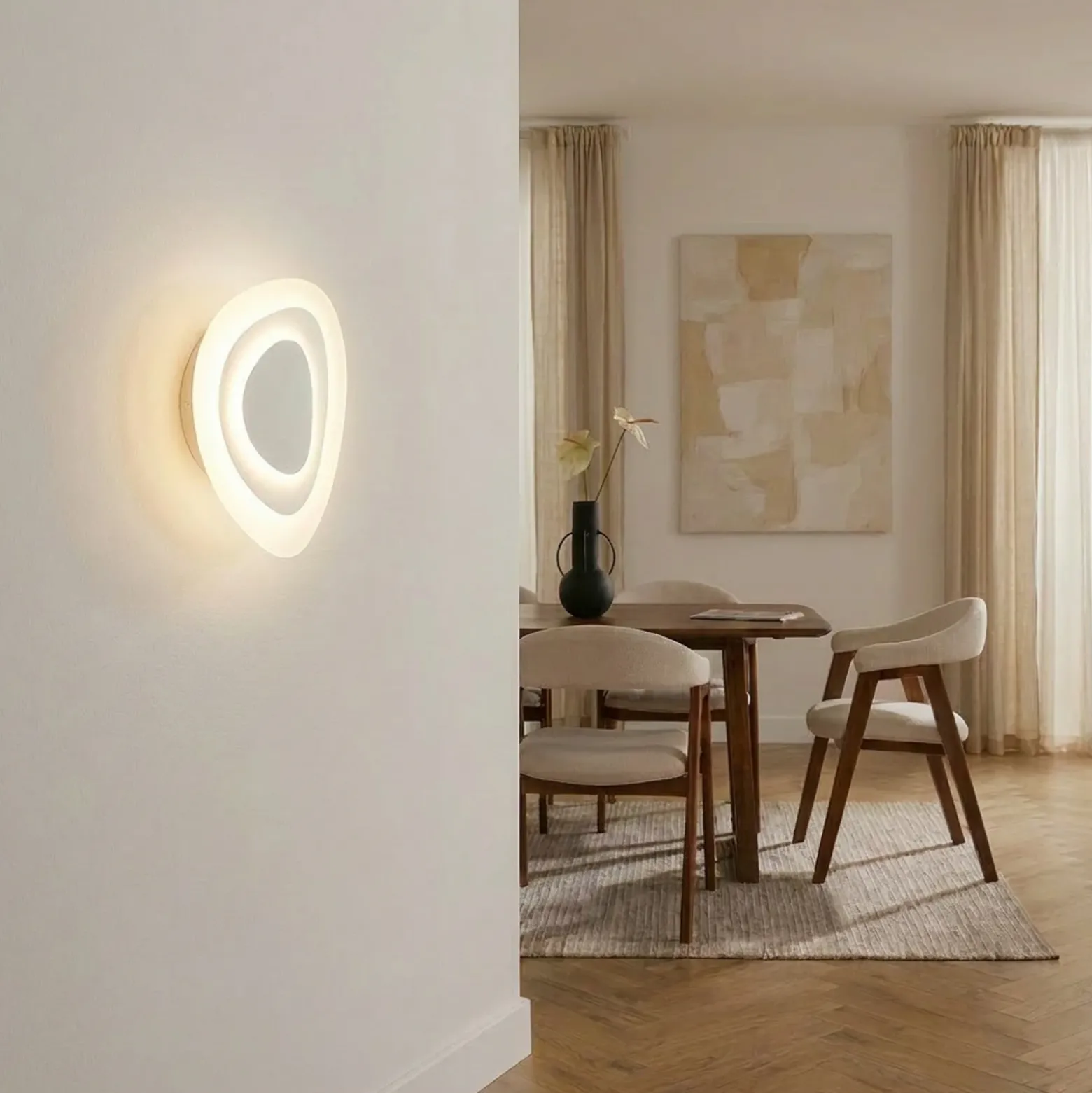 Aplique de pared LED Lindby Delar, blanca, 25 x 25 cm, atenuable