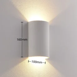 Aplique de pared LED Lindby Jenke, altura 16 cm, blanco, escayola