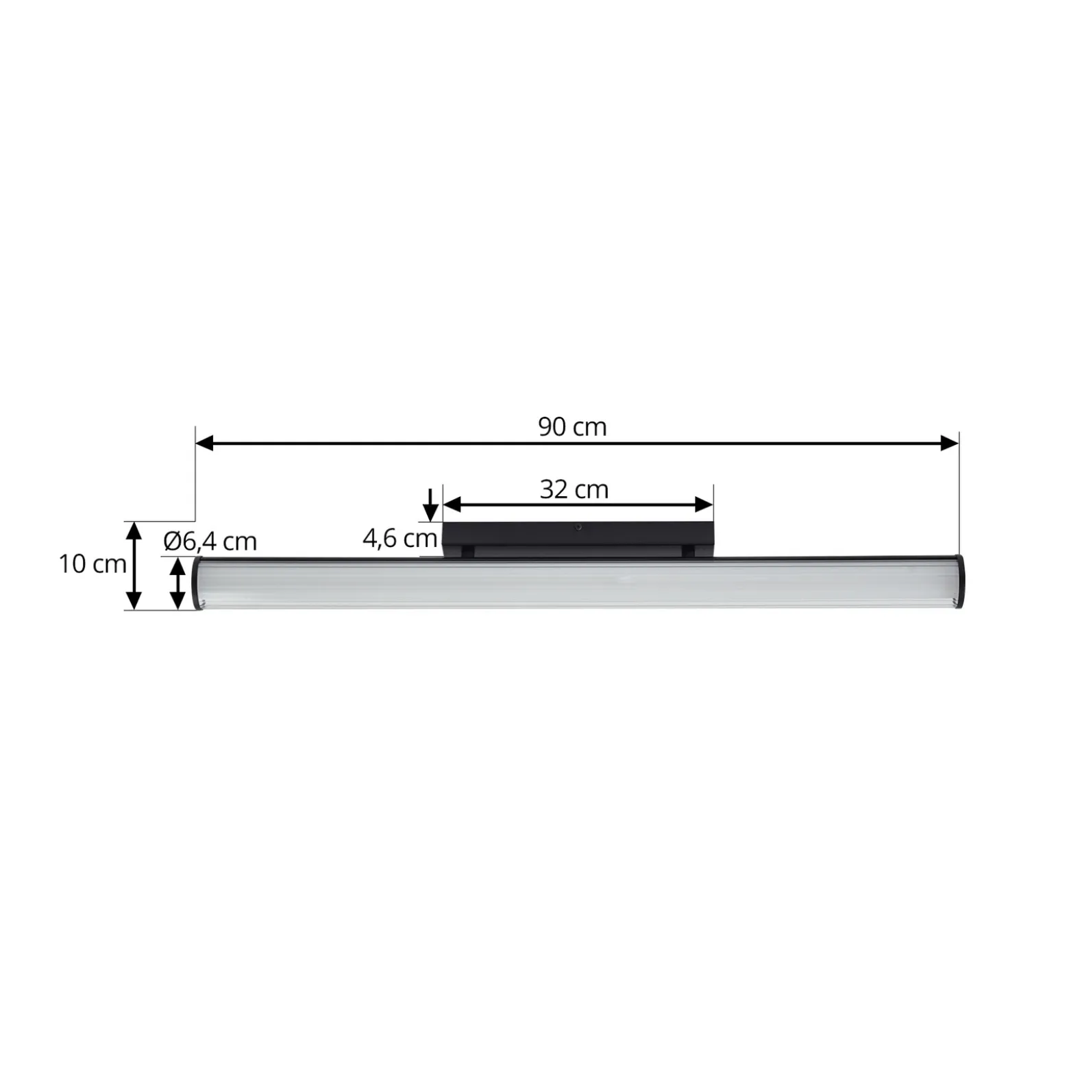 Aplique de pared LED Lindby Kirka, negro, metal, IP44, 90 cm, CCT