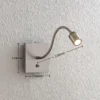 Aplique de pared LED Lindby Legera, 11 cm, color níquel, brazo flexible