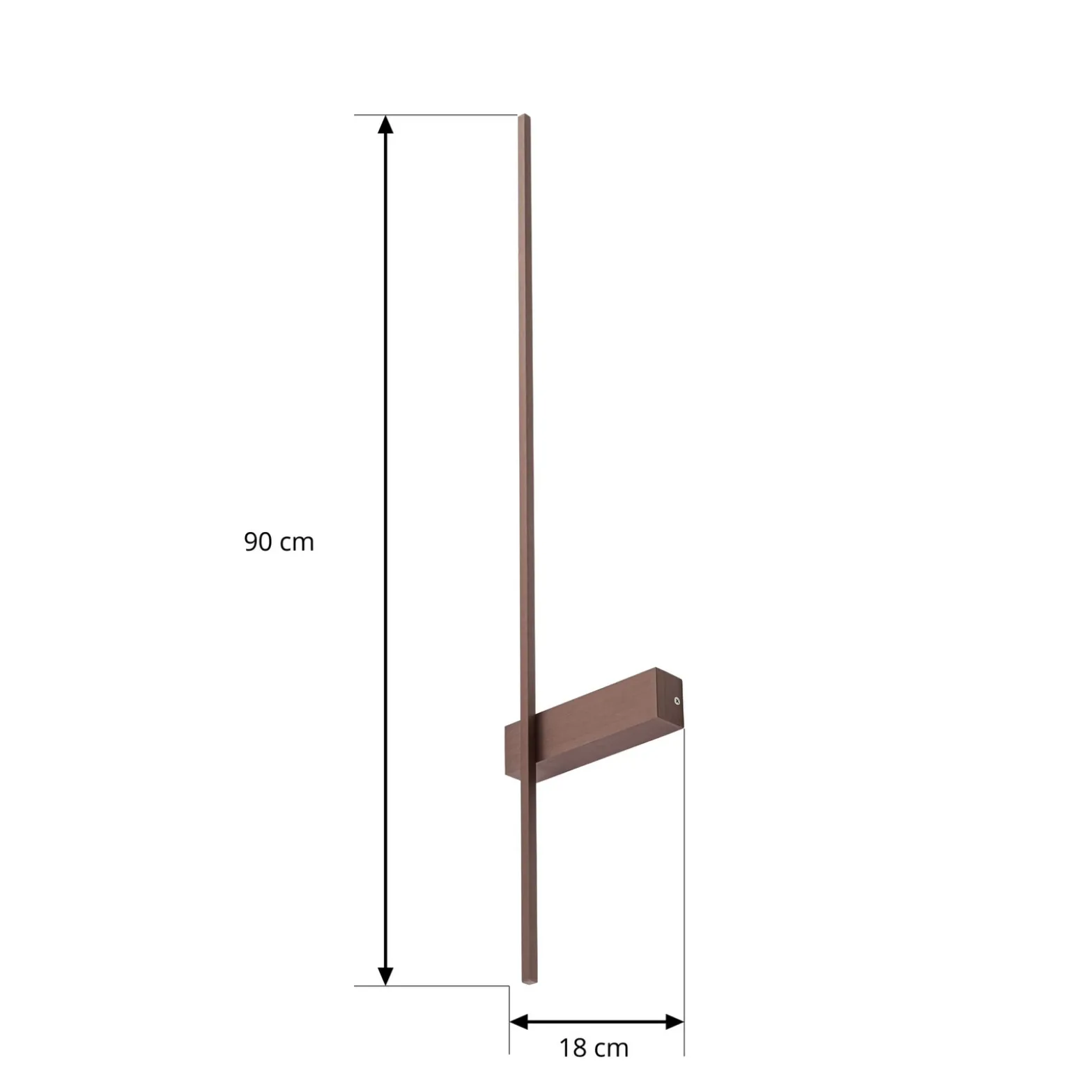Aplique de pared LED Lindby Natsumi, marrón, aluminio, 90 cm