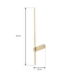Aplique de pared LED Lindby Natsumi, latón, aluminio, 90 cm