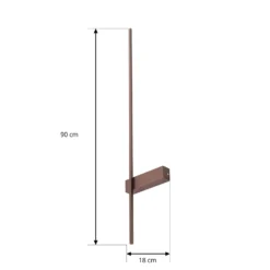 Aplique de pared LED Lindby Natsumi, marrón, aluminio, 90 cm