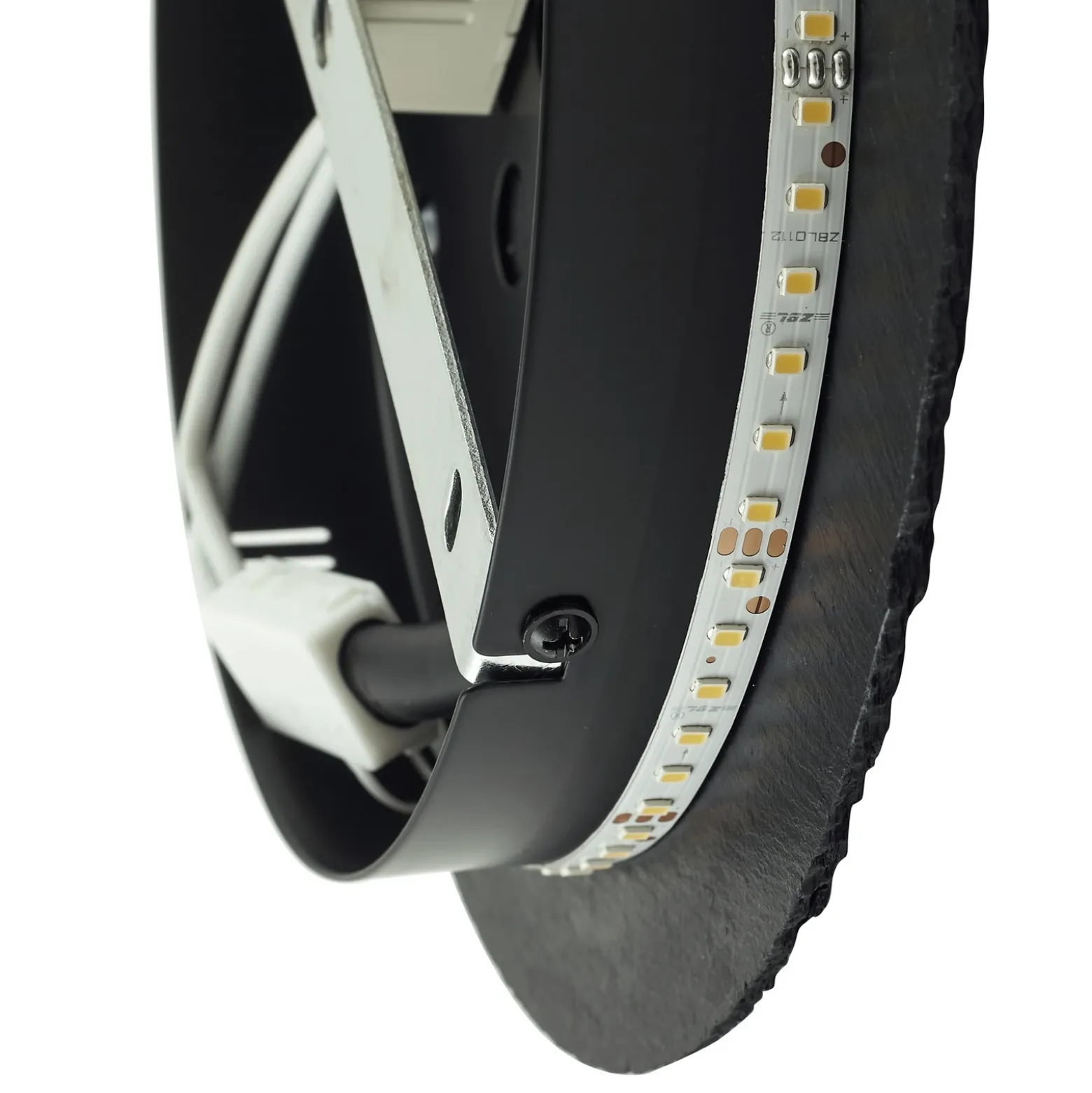 Aplique de pared LED Lindby Peetu, Ø 25 cm, pizarra, atenuable