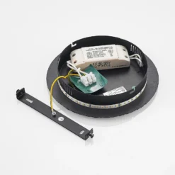 Aplique de pared LED Lindby Peetu, Ø 25 cm, pizarra, atenuable